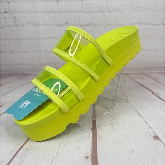 Reef Vista Hi-Energy Clear Strap Citron Slides Sandals Women’s Size 9.5 - Picture 4 of 9